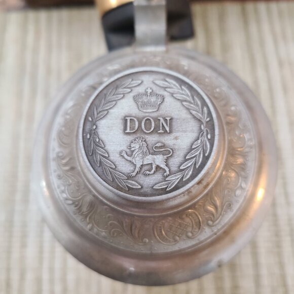 Etched Glass Beer Stein Engraved Pewter Lid Bicycle Warning Bell - Picture 5 of 8